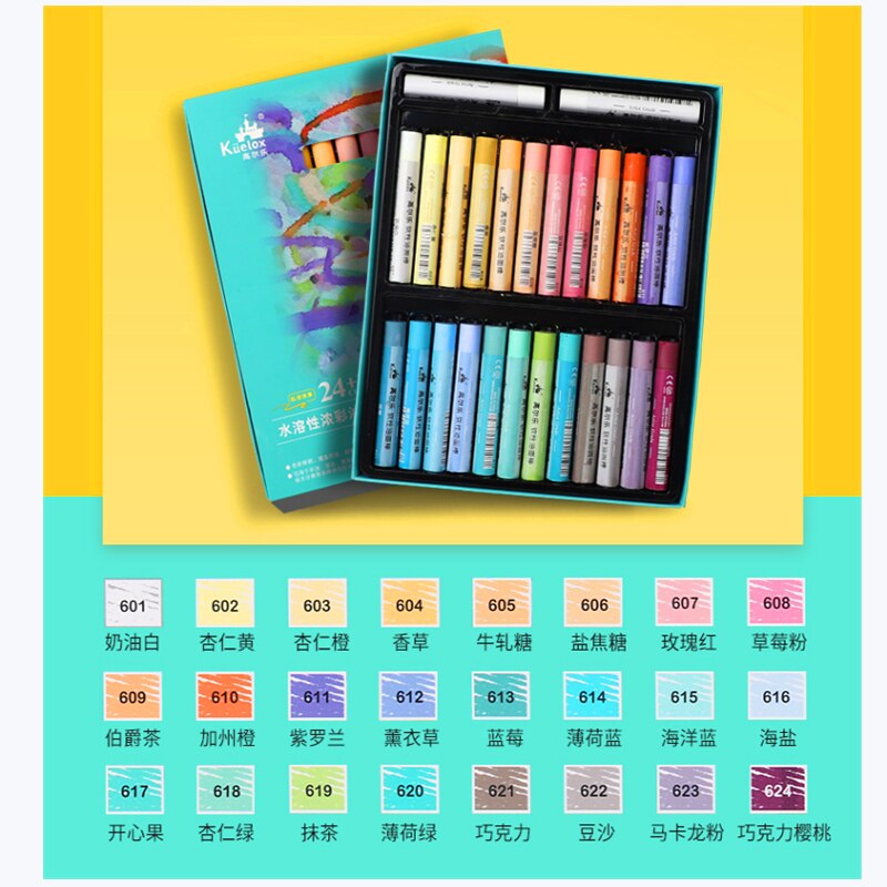 Kuelox Art Soft Oil Pastel/Crayon Macaron/Morandi/Artist profession 24/36 Colors ,Artist Student Graffiti Oil Pastel Painting: 24 macaron colors