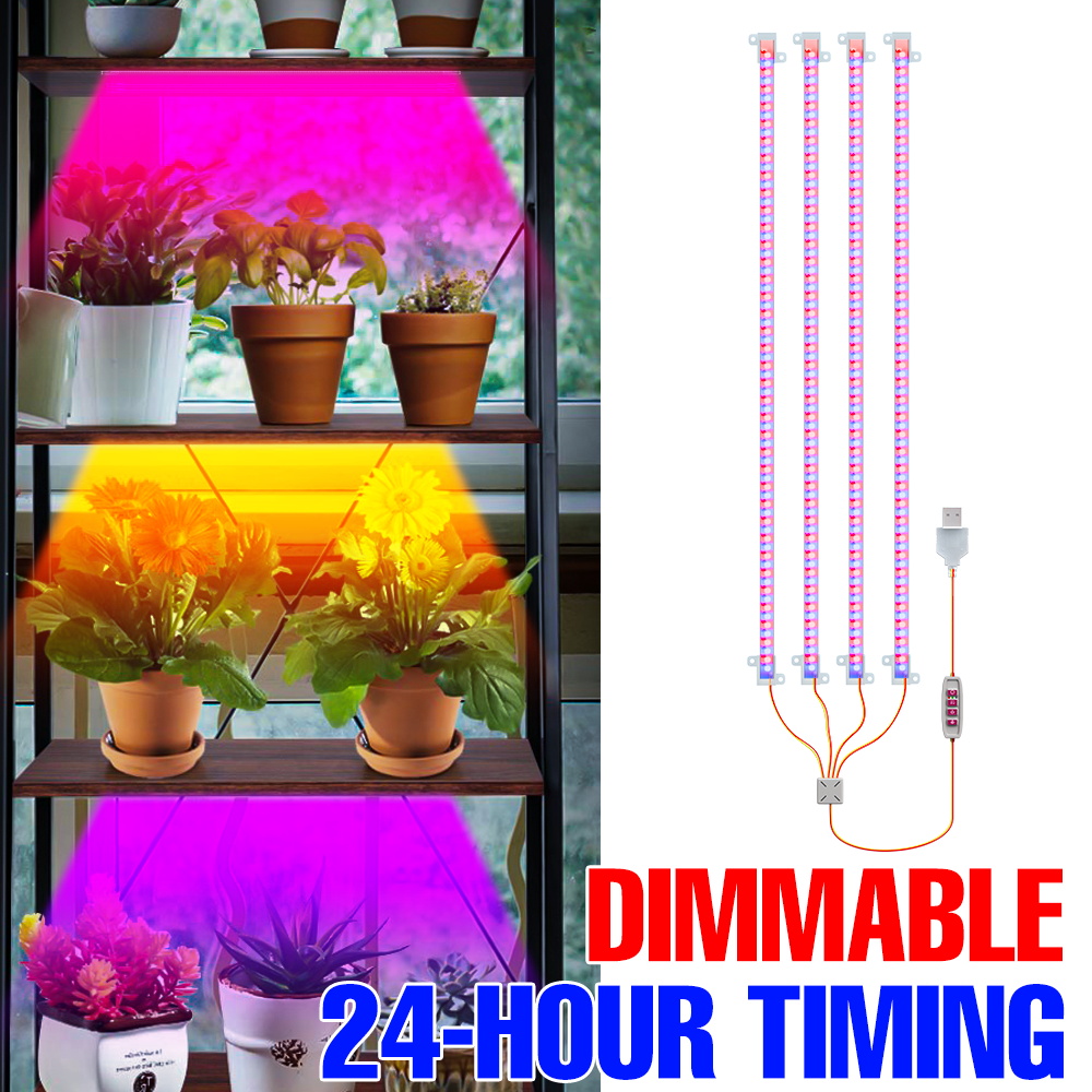 LED Zimmerpflanze Wachsen Streifen Lichter Volle Spektrum zeitliche Koordinierung 4H/8H/12H Auto an/aus Blume Sukkulenten Topf Pflanzen Anbau Lampe DC5V