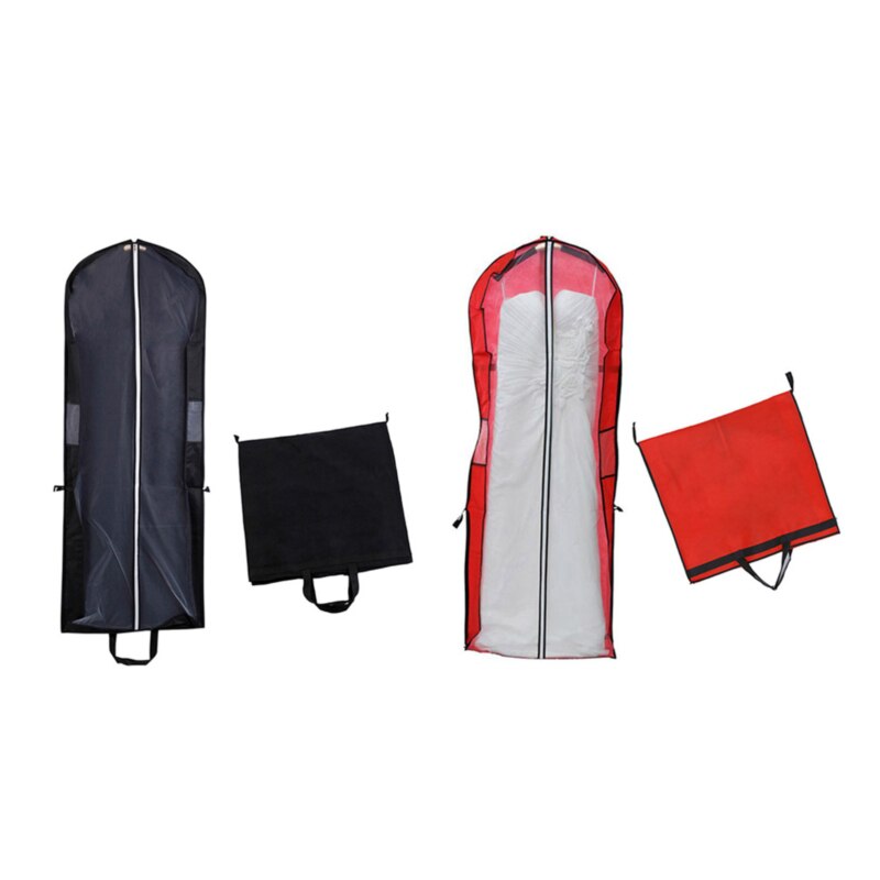 Non-Woven Fabric Wedding Dress Dust Cover Zipper Closure Bride Gown Storage Bag Foldable Garment Clothes Case Protector