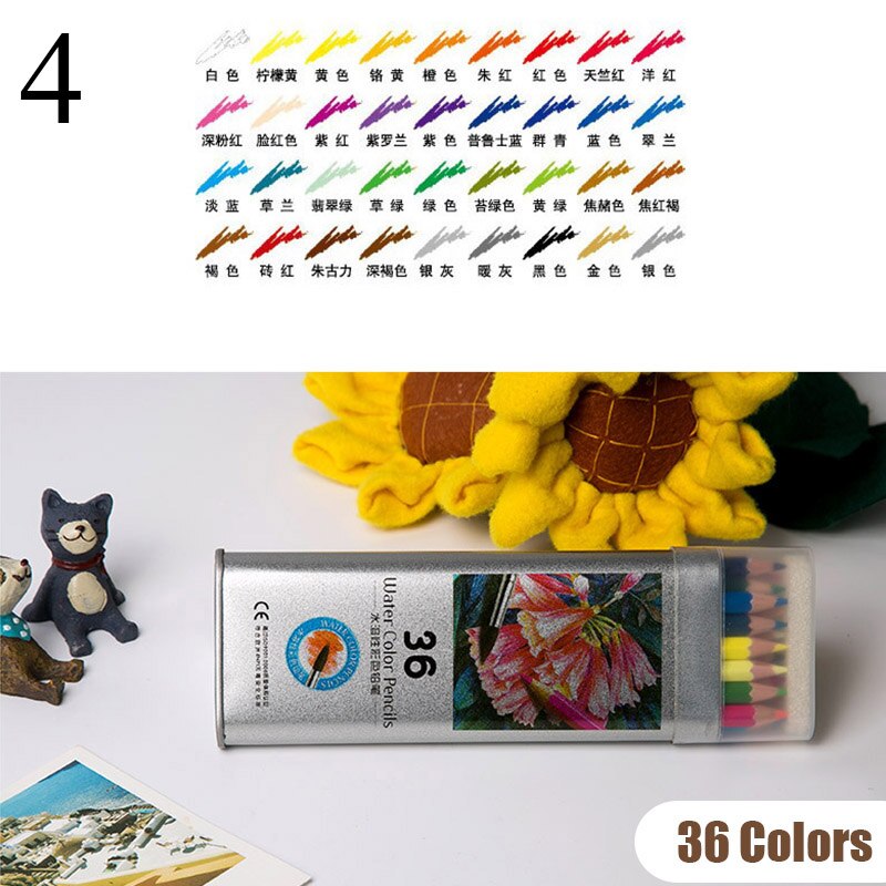 12/24/36/48 Kleuren Aquarel Potlood Water Oplosbare Gekleurde Tekening Potloden Kunstenaar Schilderij Schetsen Voor Kunst School Supplies: 4
