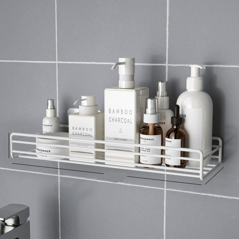 Estante de hierro para baño, soporte de pared para almacenamiento de champú, sin perforaciones, para cocina y ducha
