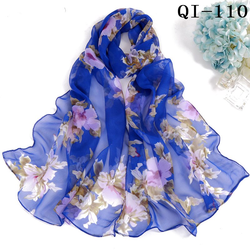 Multiple Colour Lotus leaf Flower Chiffon Georgette Bandana Scarf Women Foulard Long Shawl Summer Hijab 50*160CM