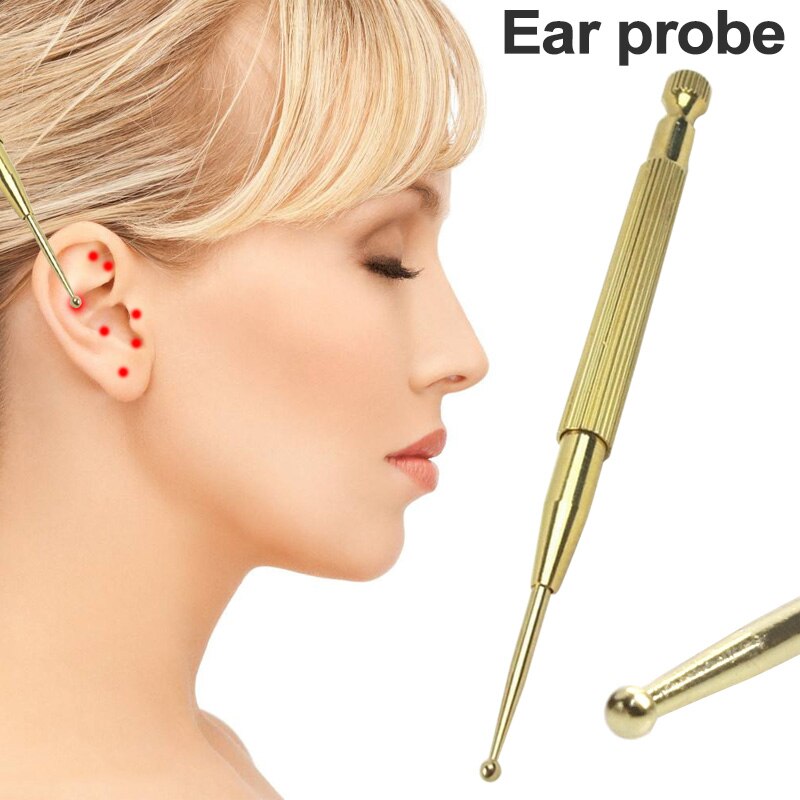 Ear Probe Brass Ear Acupuncture Point Massage Probe Health Care Tool Auricular Detection Pen Stick SN