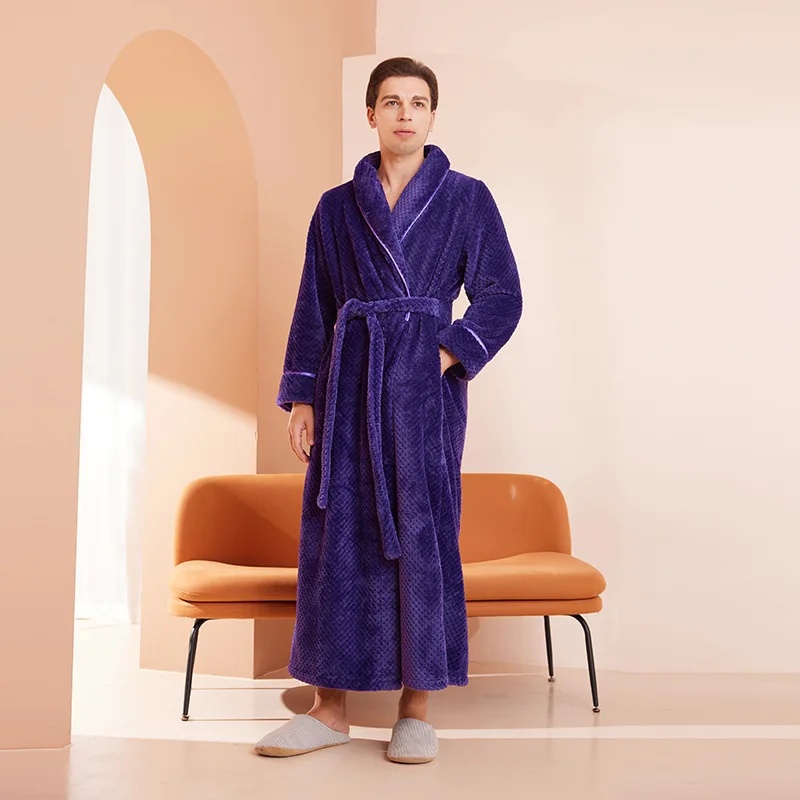 Winter Large Size Bebe Velvet Long Bathrobe Women Hotel Beauty Salon Casual Nightgown Comfortable Home Clothes: 56 / Pink