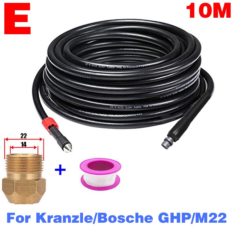 Tuyau de nettoyage de canalisations de furet de ROUE, tuyau d&#39;évacuation d&#39;eau pour Karcher Bosch Nilfisk Parkside, accessoires de lavage: E