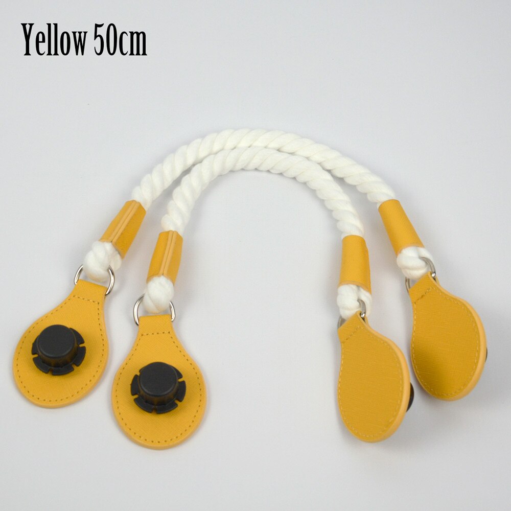 1 paar lange korte zachte witte henneptouw handgrepen met druppels voor o bag obag dames handtas klassieke mini chique stad stedelijke tas: Gele korte