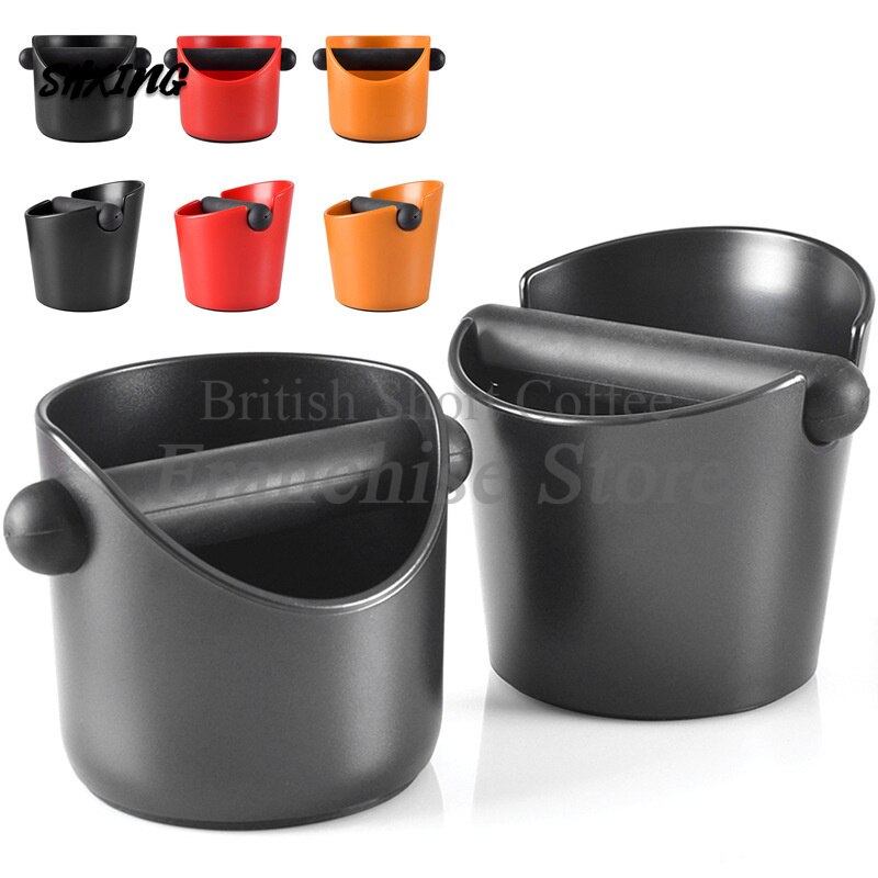 Cubo de basura de plástico para café Espresso, absorbente de golpes, con mango, contenedor para café molido, caja de residuos para moler café