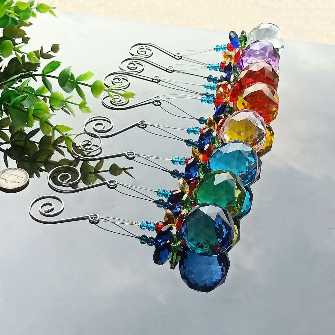 Farge diy krystaller anheng glassperler lysekrone krystaller prismer suncatcher håndlaget krystall hengende ornament hjem dekor