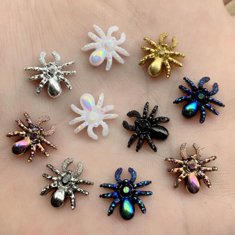 30Pcs Glitter Gold &amp; Silver &amp; Golden Rose Spider 3d Charms Sieraden Hars Diy Decoraties Stickers Oorbellen: B58A