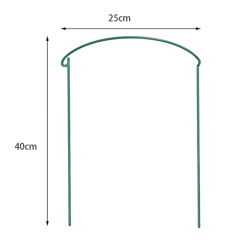 12 pièces Support plante Pile métal jardin plante Pile vert demi-cercle plante Support anneau fleur Arrangement fixation tige