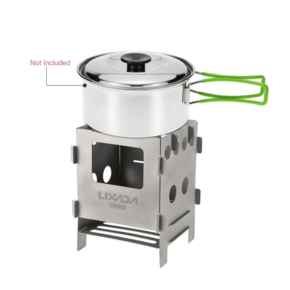 Lixada Portable Titanium Lightweight Folding Wood Stove Camping Stove Outdoor Wood Stove Furnace Lightweight Bbq Picnic