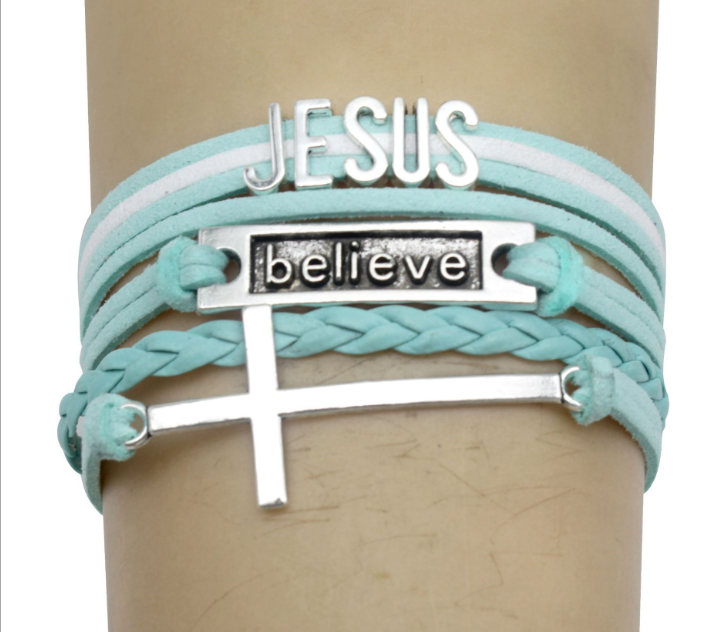 Kruis Van Jezus Armband Jesus Fish Christian God Jezus Jewelrychristian Religieuze Sieraden Armbanden: Licht Groen