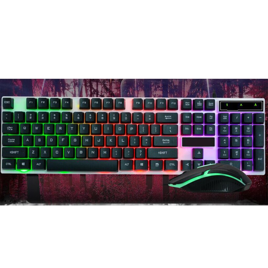 PC Computer Wired Keyboard and Mouse Set Kit For Desktop 104 Keys RGB Backlight Wired Gaming Keyboard And Mouse Combos