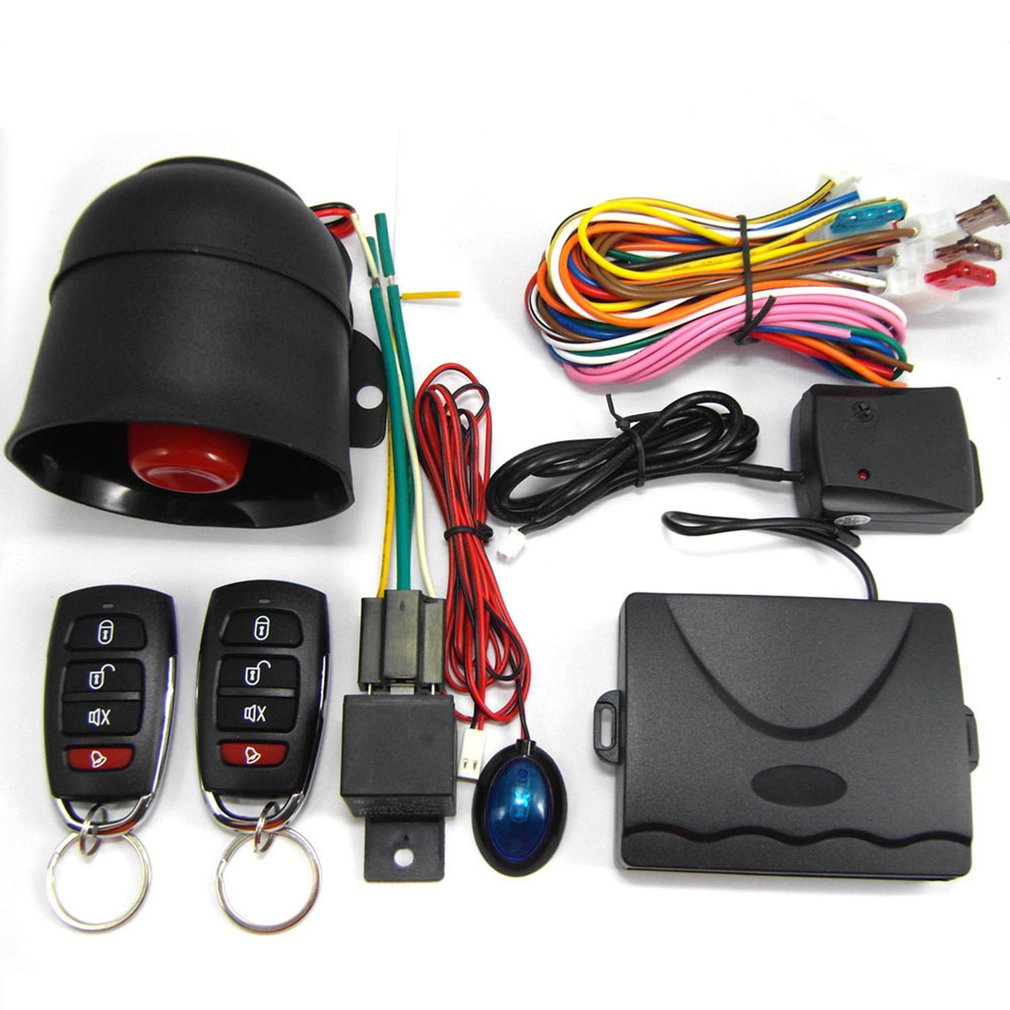 Auto Beveiligingssysteem Alarm Inbreker Centrale Vergrendeling + Shock Sensor + 2 Afstandsbediening