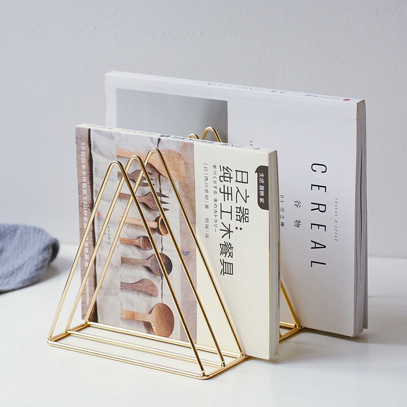 Nordic Iron Triangle Magazine Newspaper Rack Modern Minimalist Study Room Bookcase Office Desktop Bookshelf Ornament Decoration