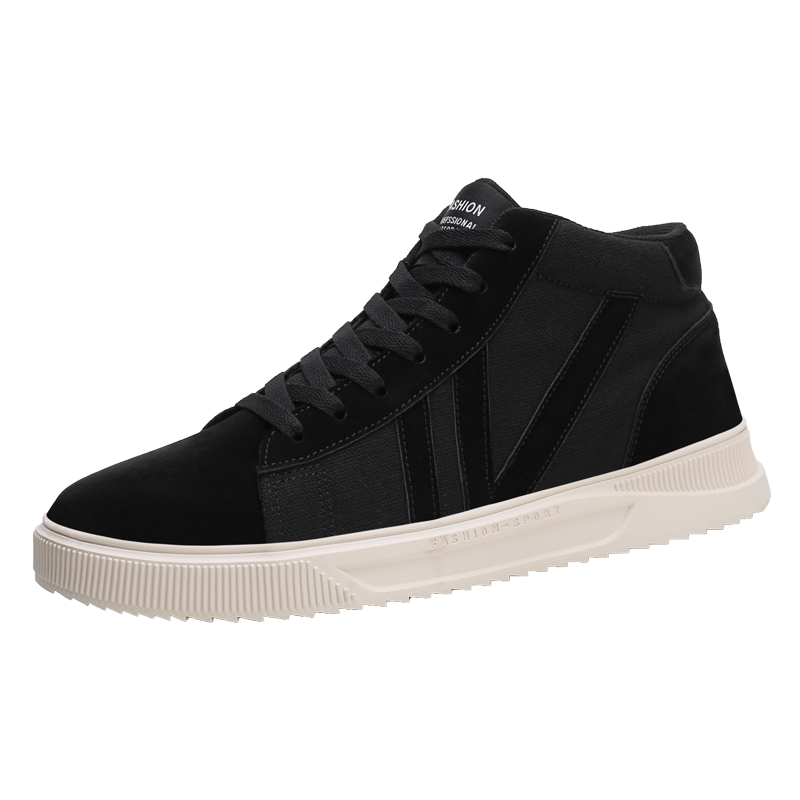 Winter heren casual schoenen witte herenschoenen explosie trend board canvas herenschoenen comfortabel lichtgewicht 40: Zwart / 8.5