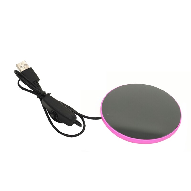 55℃ Thermostatic Mug Warmer With Indicator Light And Switch USB Smart Cup Heater Tea Makers Heating Coaster: Rose Red