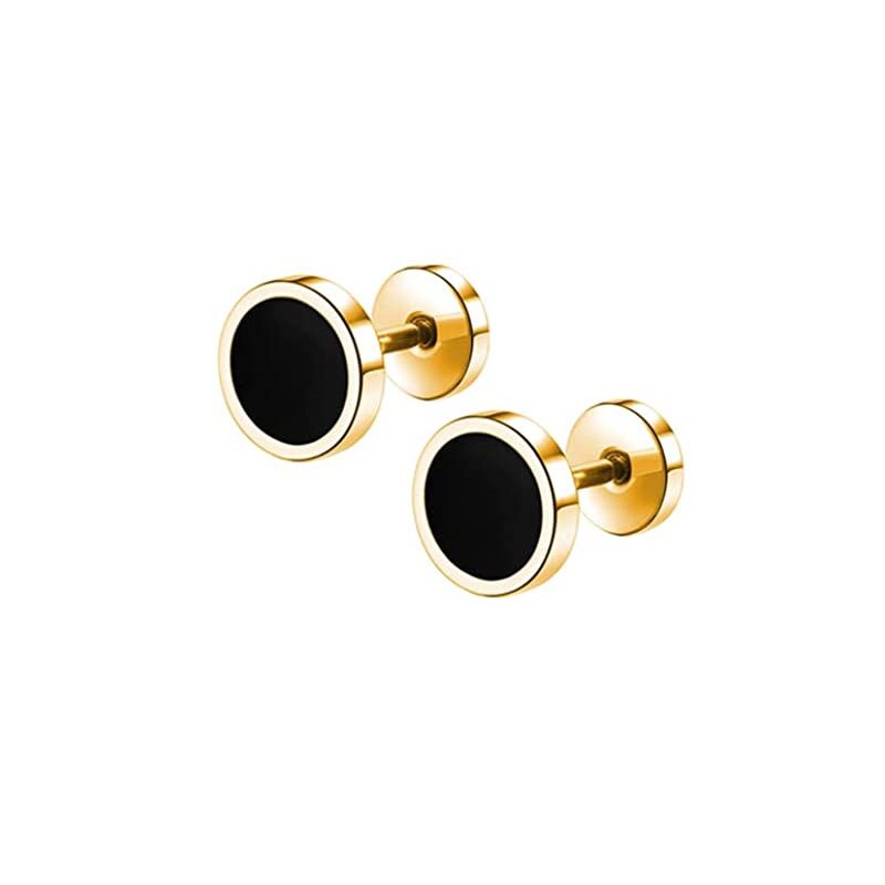 6 Pairs Barbell Oor Stud Set Titanium Staal Hypoallergeen Piercing Punk Oorbellen Sieraden Voor Mannen Vrouwen 8Mm Goud Zilver zwart: StyleA-Gold-1pairs