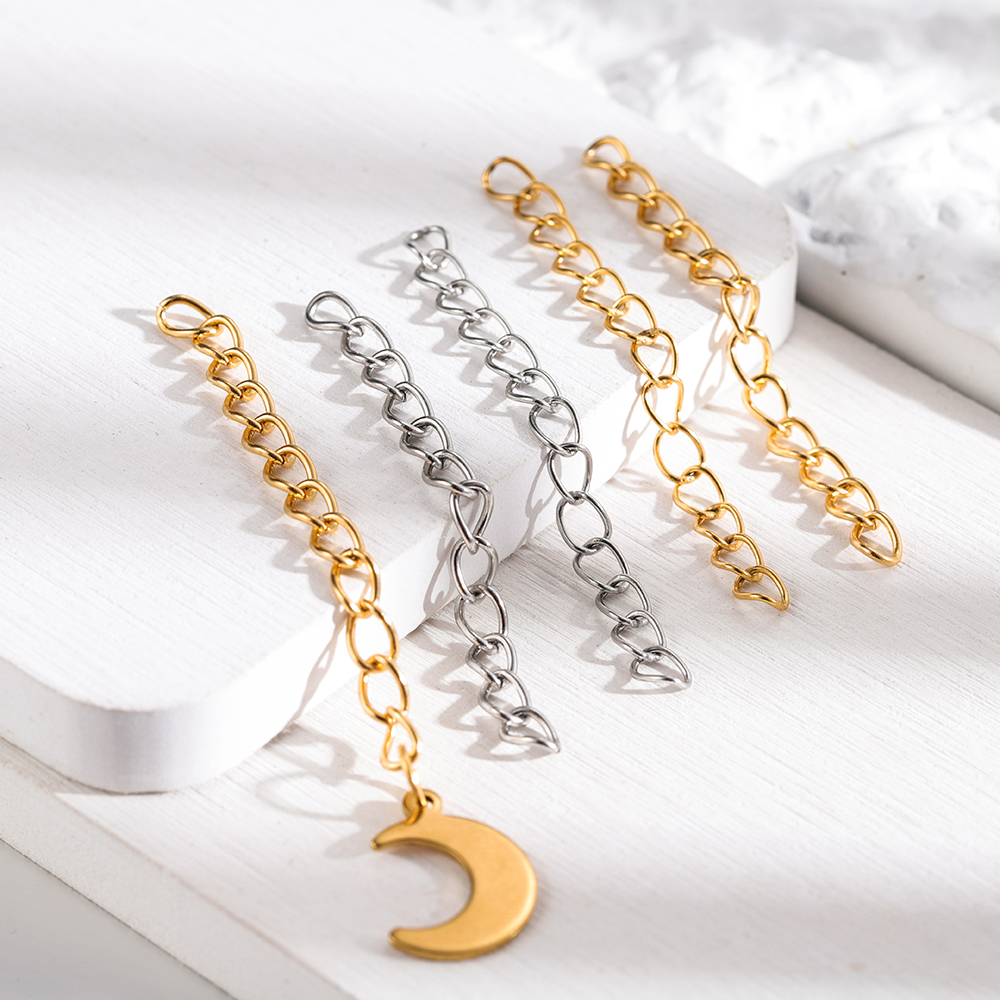 UNICRAFTALE Environ 100 brins d'extension de chaîne de 40 mm, chaîne d'extension soudée, en acier chirurgical pour la fabrication de bijoux Couleur acier inoxydable