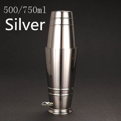 500/700Ml Rvs Cocktail Boston Bar Shaker Bar Gereedschap Accessoire Bar: Silver