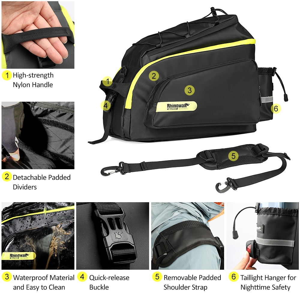 17L Bike Bag Bicycle Trunk Bag Waterproof Polyester MTB Cycling Bike Rear Seat Bag Large Capacity Bike Rack Luggage Bag Pannier