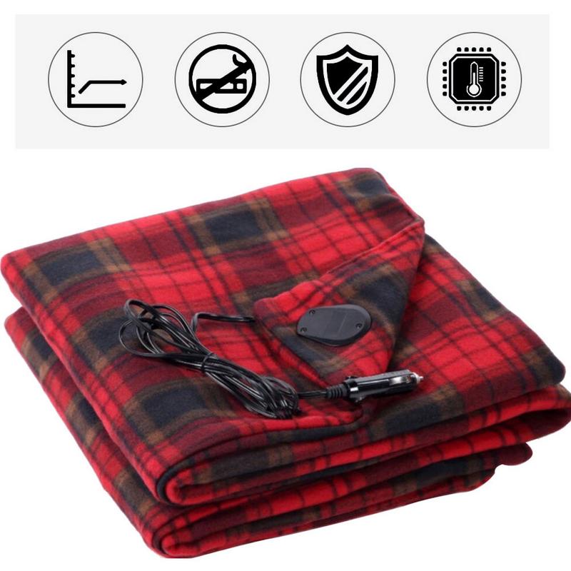 Manta de calefacción del coche para otoño e invierno, manta eléctrica de terciopelo de 150x115cm con ahorro de energía de 12v, para Otoño e Invierno
