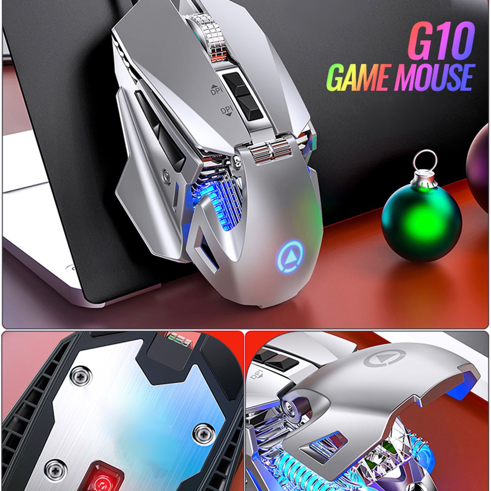 E-Sports Mouse 7200 DPI Wired Gaming Mouse For PC Laptop Laptop Home Office Gaming Mouse With Brushed Metal Bottom Plate