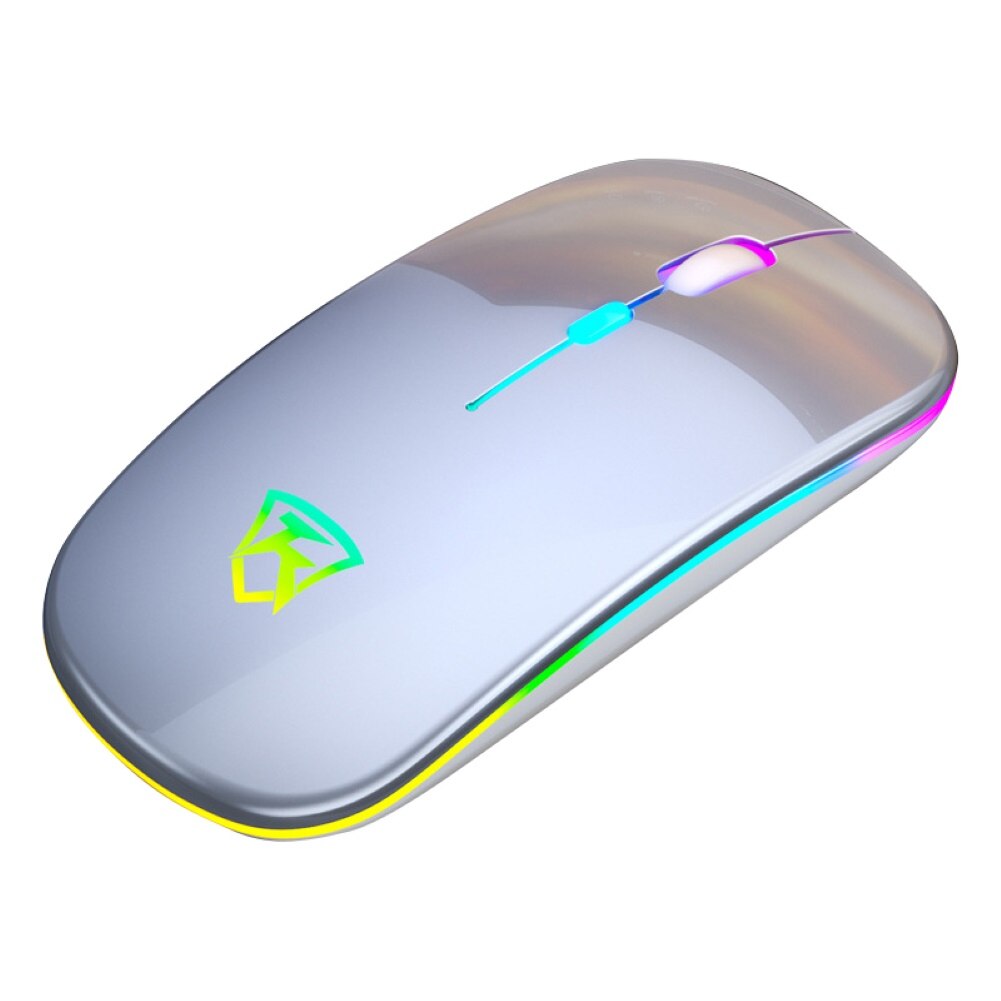 Bezprzewodowa 2.4G ergonomiczna wyciszona akumulatorowa lampa doprowadziło podświetlana myszka dla graczy na PC laptop: Srebrny
