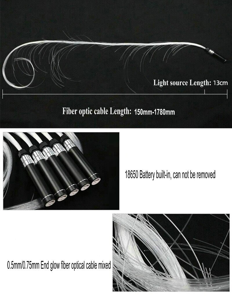 Super bright LED optic Fiber Whips Rechargeable Fiber optical Pixel Light-up Whip Light Flow Toy Rave Dance Party Lighting show