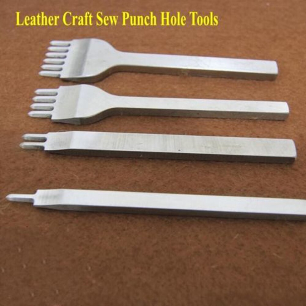 3/4mm Hole Chisel Diamond Stainless Steel Stitching Prong Leather Craft Durable Multi Teeth Punch Tools Pricking Supplies Sewing