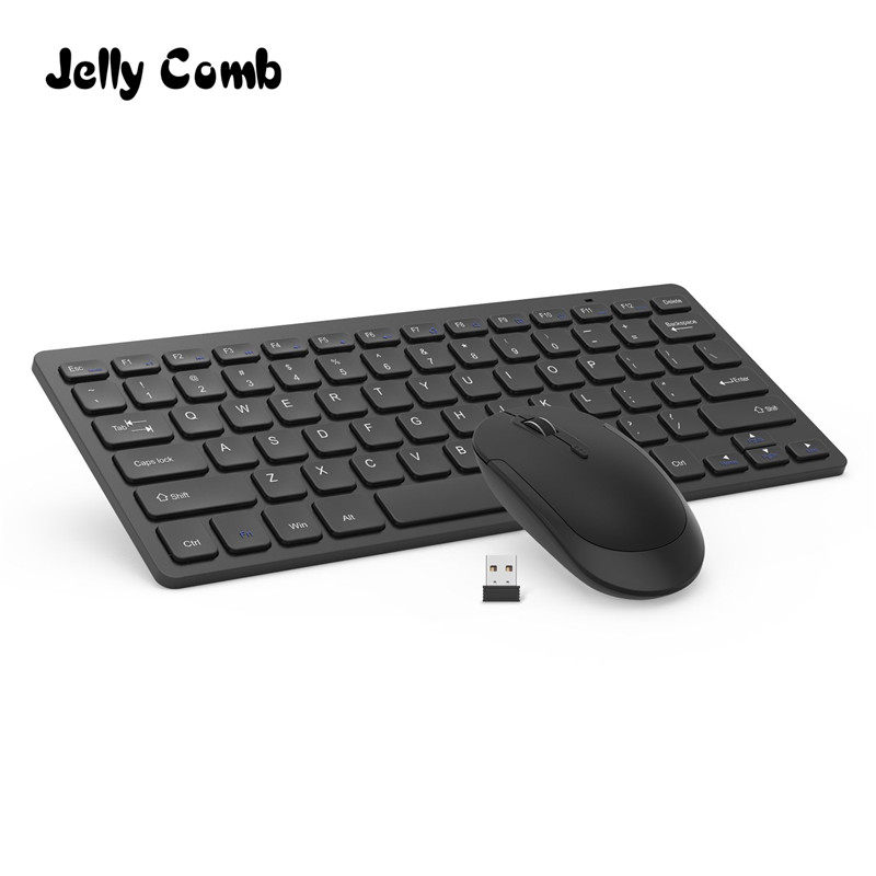 Jelly Comb 2.4GHz Wireless Keyboard Mouse Combo Ultra Slim Compact Portable Keyboard Mice Set For Windows 7/8/ XP/ Vista/10