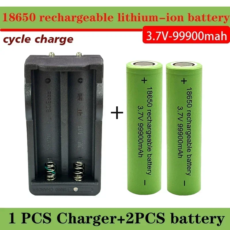 Bestselling100% original 18650 battery high-capacity 99900Mah 3.7V +charger,lithium-ion rechargeable battery for toy flashlights: Gold