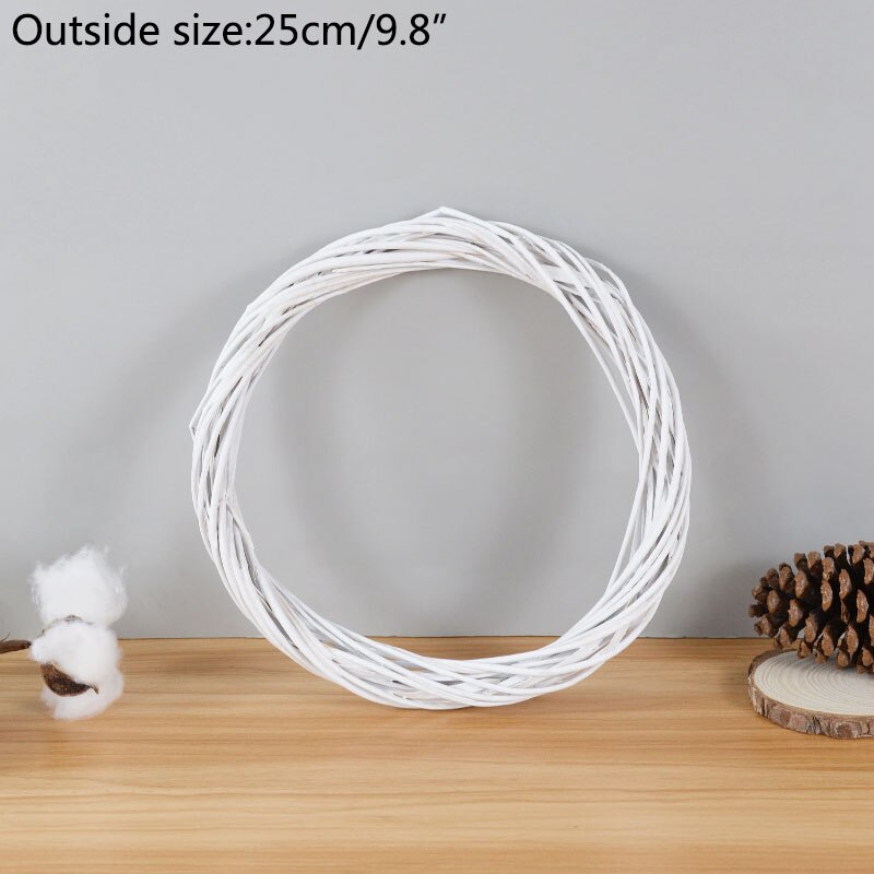 Support de cerceau en rotin blanc 35/25/20cm, pour artisanat, noël, mariage, pâques, couronne de fleurs florales, bricolage, support de cadre de fleurs séchées: 25 cm