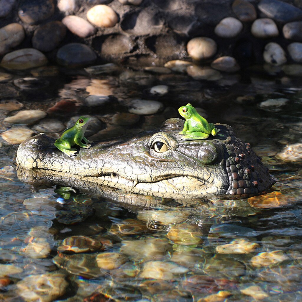 Schwimm Krokodil Kopf Wasser Köder Garten Teich Kunst Dekor für Gans Kontrolle Neue Wasser Simulation Krokodil Kopf M50 #