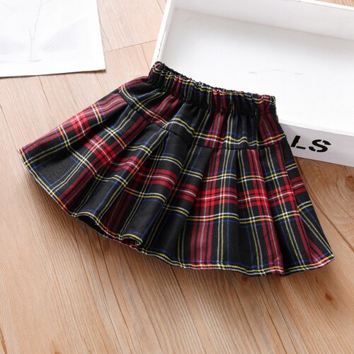 Shirts for Little Girls White Blouse+red Black Plaid Skirt Preppy Style Classic Children Clothes Retro Ruched Blouse Tops: Dress / 5T
