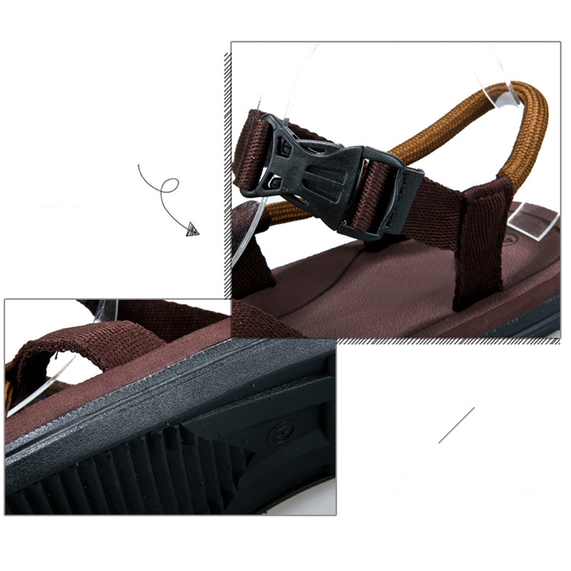 M-anxiu Summer Flat Antiskid Rubber Sole Beach Sandal Men Casual Ankle Buckle Strap Cross Tied Sandal