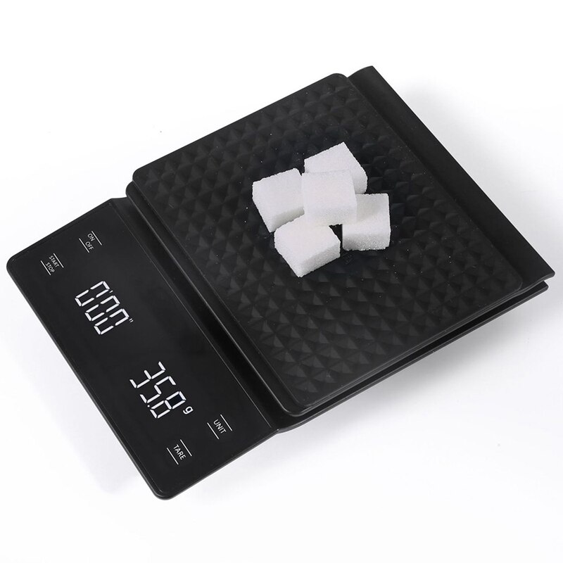 Käsin tippuva kahvivaaka 0.1g/3kg tarkkuusanturia keittiövaaka ajastimella sisältää vedenpitävän silikonityynyn