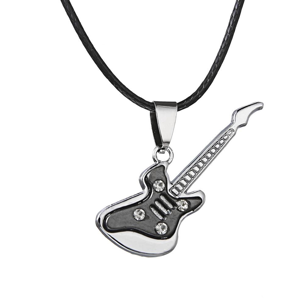 6 Designs Pendant Chains Accessories Music Jewelry instruments Choker Stainless Steel Guitar Necklaces punk rock Necklace: 16X319S1