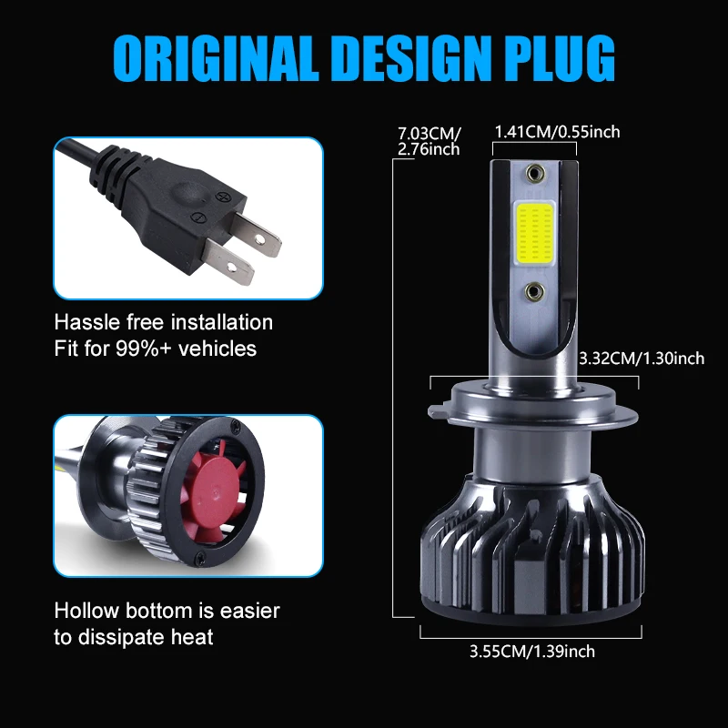 2PCS H7 LED H4 Auto Koplamp Lamp 48000LM 120W COB H1 H8 H9 H11 Licht LED koplampen voor Voertuig Auto CANBU 12V 6000K