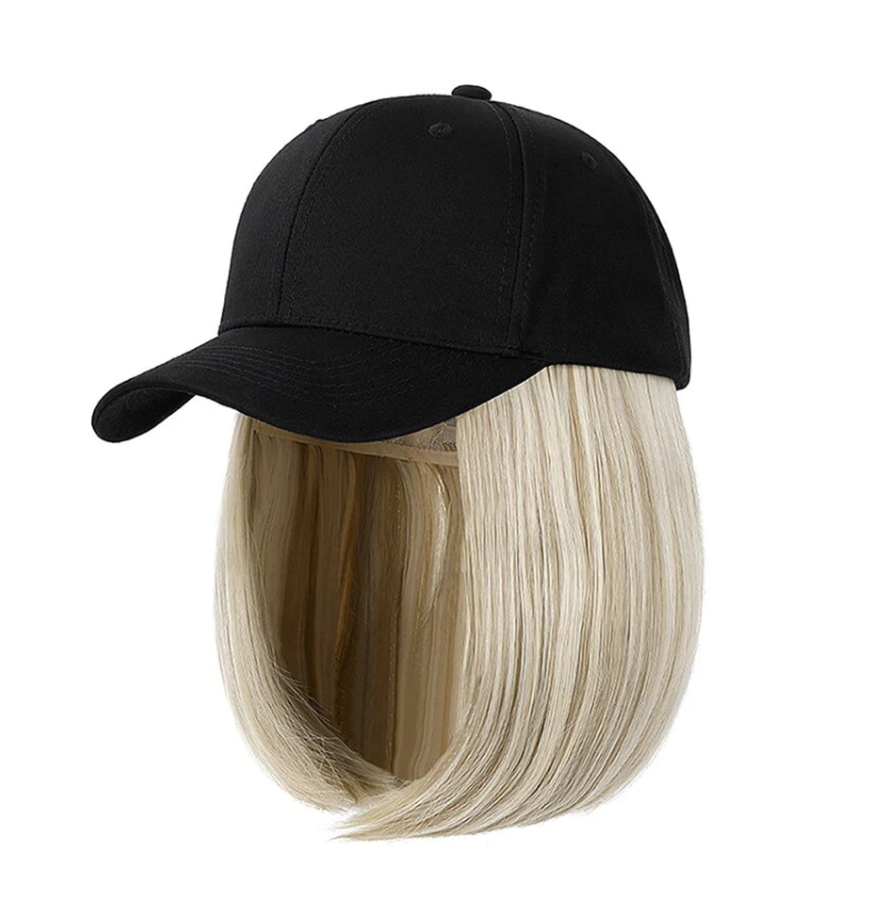 YLWHJJ Wig hat all-in-one female peaked cap short hair bob head trendy shade wig warm cap women