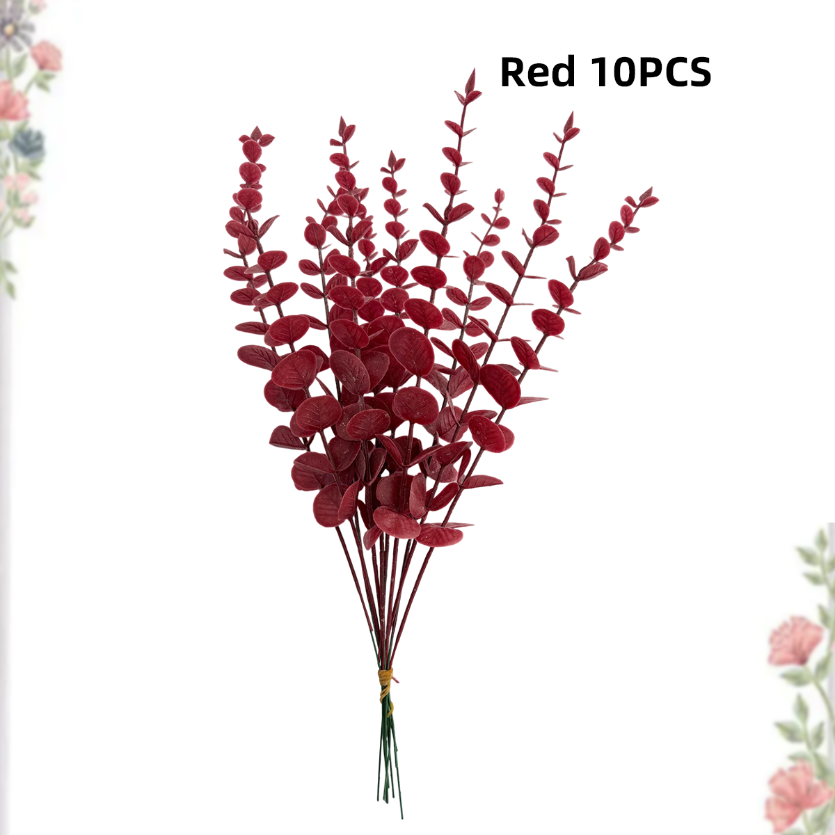 10pcs Artificial Plants-National Saudi Day, Naviad Decor, Fall Decor, Thanksgiving Decor, Party , DIY, Room, Halloween, Wedding: Red