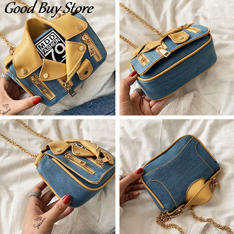 Borse a forma di giacca europea moto abbigliamento donna borse a tracolla borsa a tracolla Steampunk catene dorate borsa in pelle PU