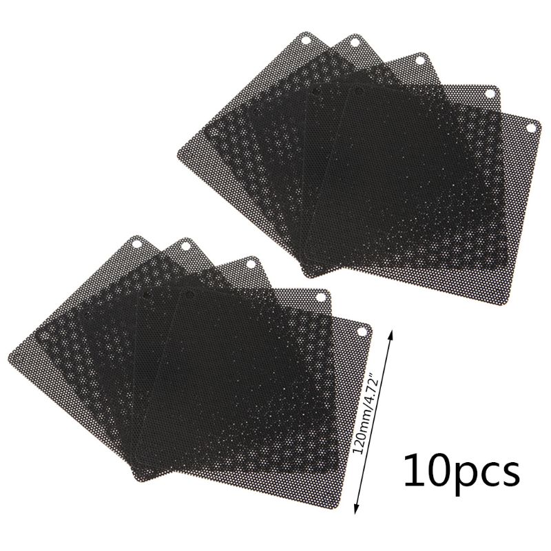 10 Uds., ventilador de PVC de 120MM, filtro antipolvo para PC, estuche a prueba de polvo, cubierta negra de malla para ordenador cortable