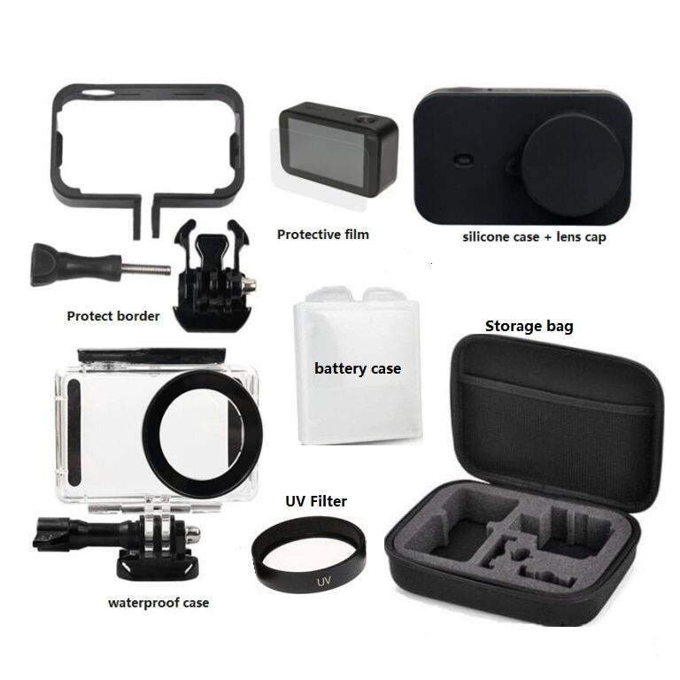 Mijia Accessories 4K Mini Camera Waterproof Housing Battery Case Frame Cover Silicone Shell Lens Cap UV Filter Film For Xiaomi