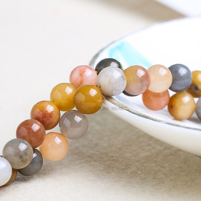 Natural Stone Gold Jades Beads Round Loose Spacer Beads For Jewelry Making 4/6/8/10mm DIY Handmade Bracelets