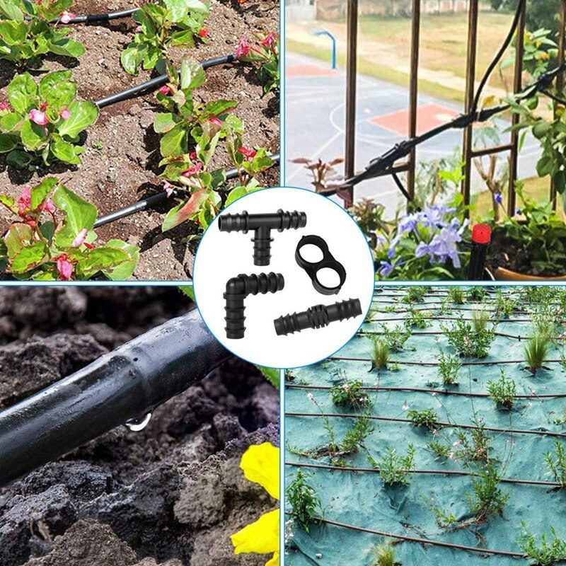 Drip Irrigation Fittings Kit 1/2 inch Tubing, 24 Piece SetBarbed Connectors and Compatible Drip or Sprinkler Systems