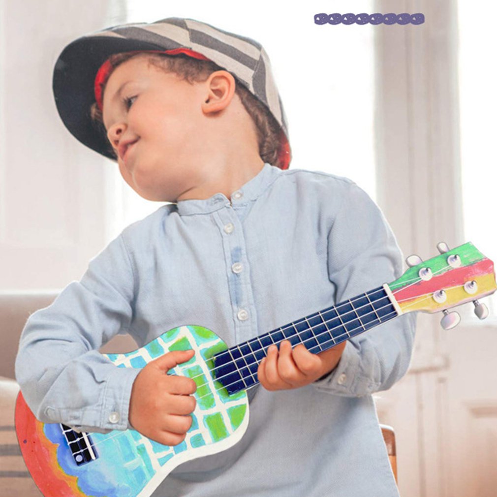 Złożyć 21 Cal ukulele Diy dziecięca mała gitara zestaw okrągłych trwałe i praktyczne drewniane mała gitara