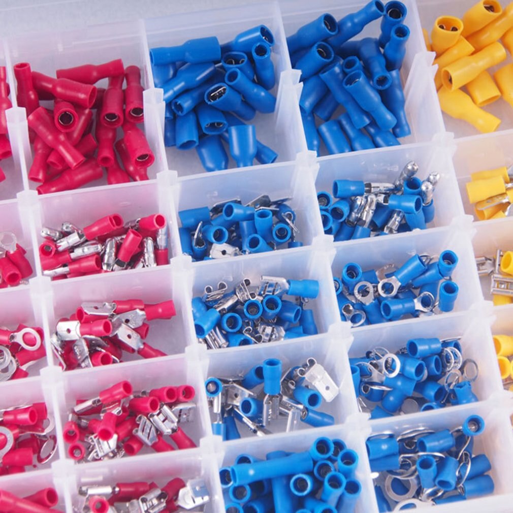 500pcs Electrical Cable Wire Connectors Assorted Insulated Crimp Terminals Spade Terminal Pliers Cold Press Pliers