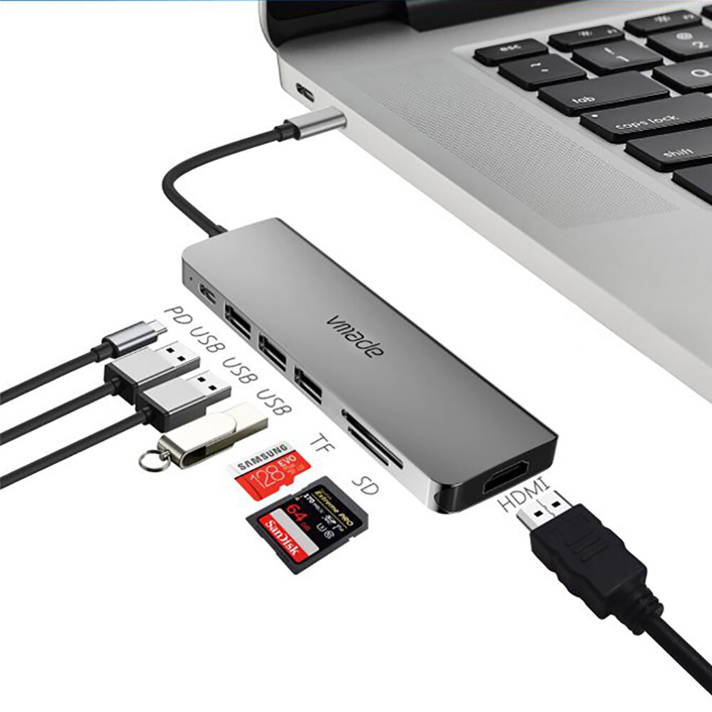 Vmade-concentrador de red USB tipo C CB013A a Multi USB 3,0 HDMI, adaptador Dock para MacBook Pro, Huawei Mate 30 USB-C 3,1, Puerto divisor tipo C