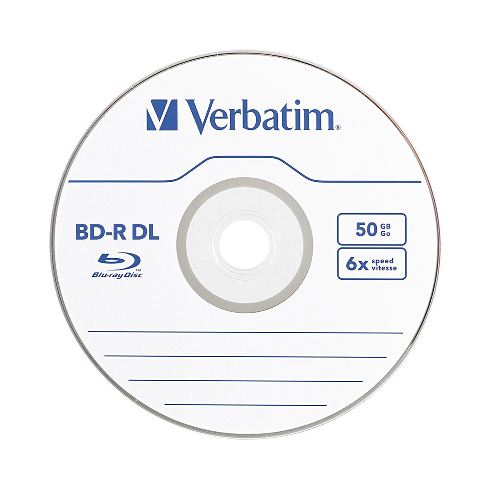 Verbatim 6X Blu-ray BD-R DL 50GB Blank Disc Recordable Media Unprintable Lots Blue Ray Disk Compact Storage blu ray player